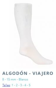 medias unisex algodon viajero color blanco compresion 8-15