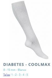 medias unisex diabetes coolmax color blanco compresion 8-15